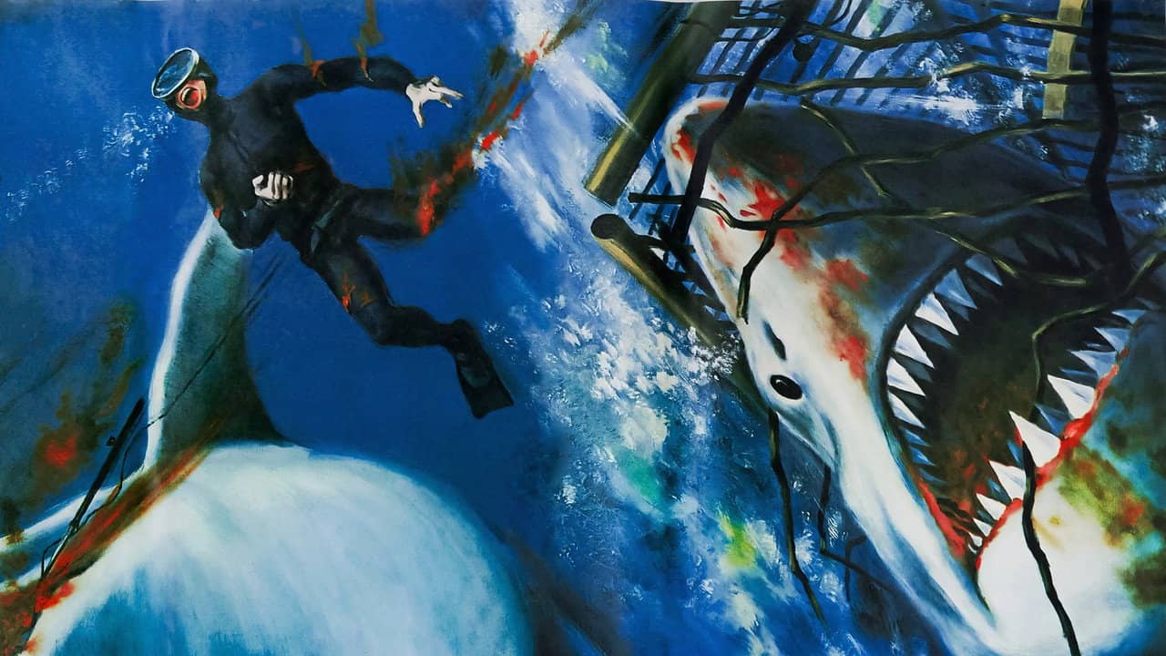 Men and Sharks backdrop