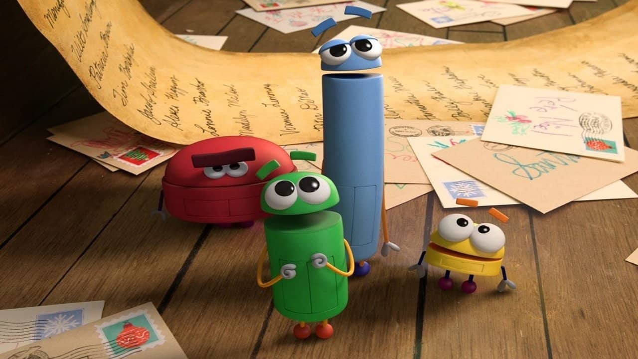 A StoryBots Christmas backdrop