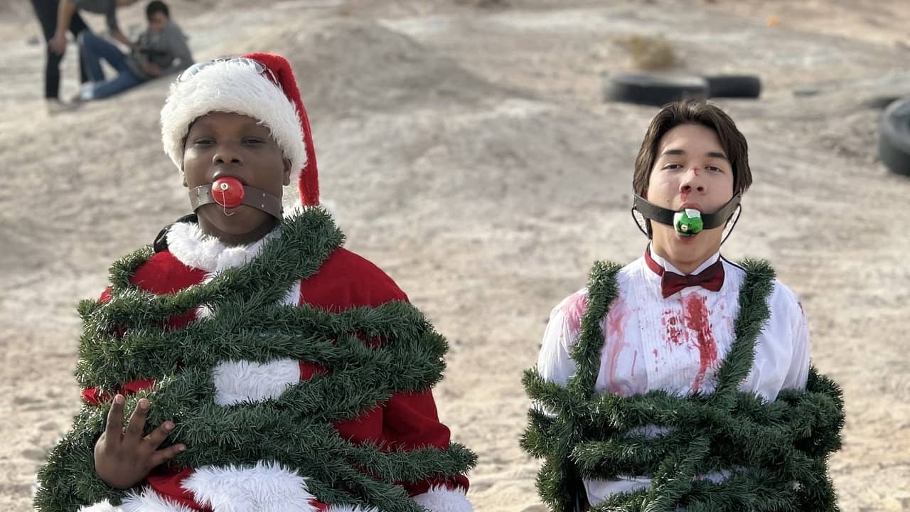 Dont shoot me Santa. backdrop