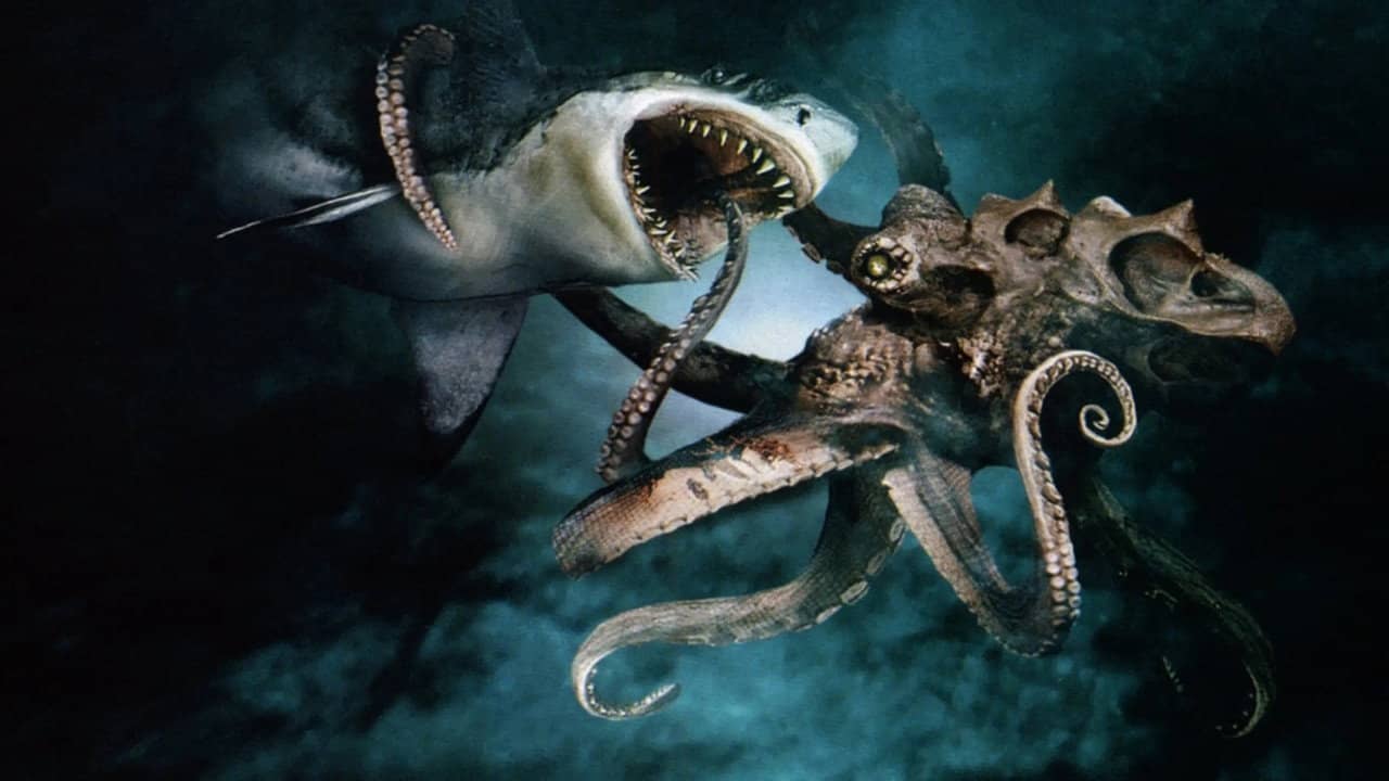 Mega Shark vs. Giant Octopus backdrop