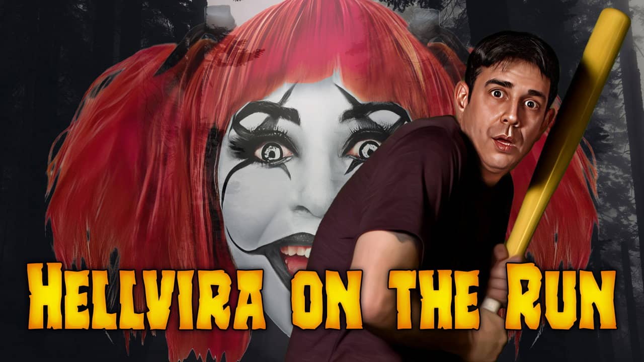 Hellvira on the run backdrop