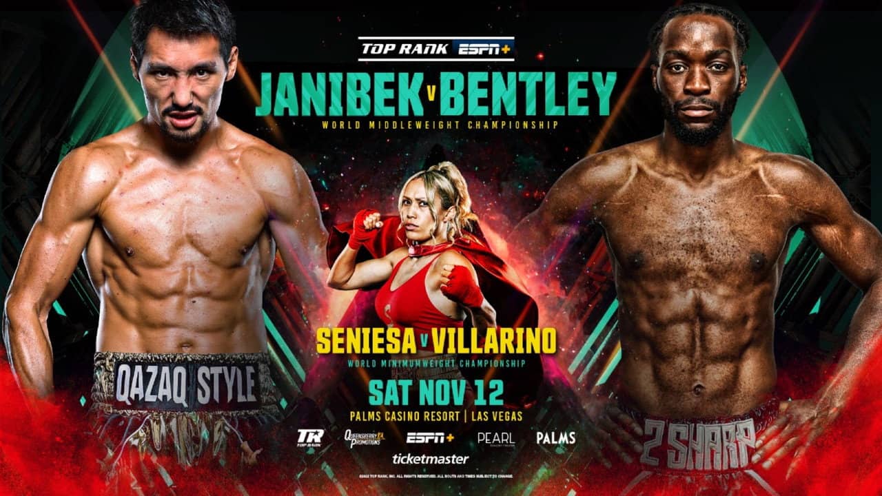 Janibek Alimkhanuly vs. Denzel Bentley backdrop