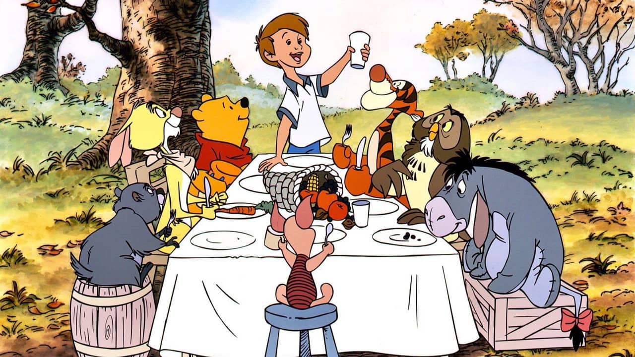 A Winnie the Pooh Thanksgiving backdrop