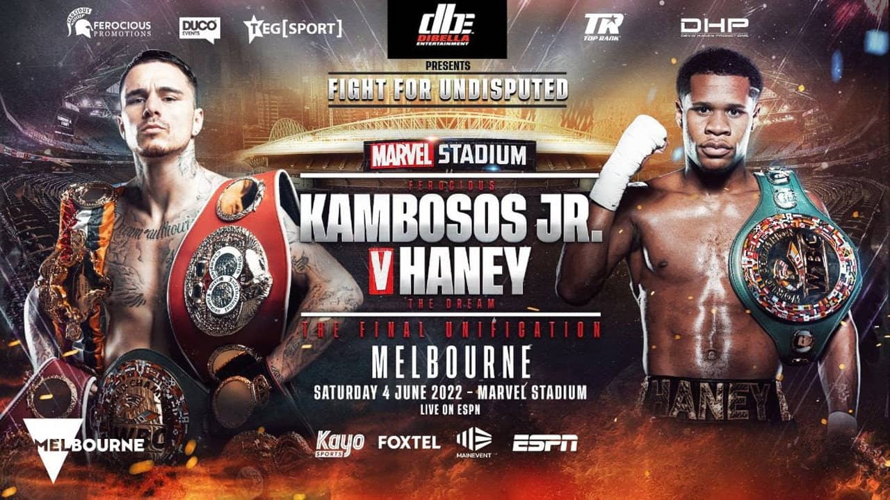 George Kambosos Jr. vs. Devin Haney backdrop