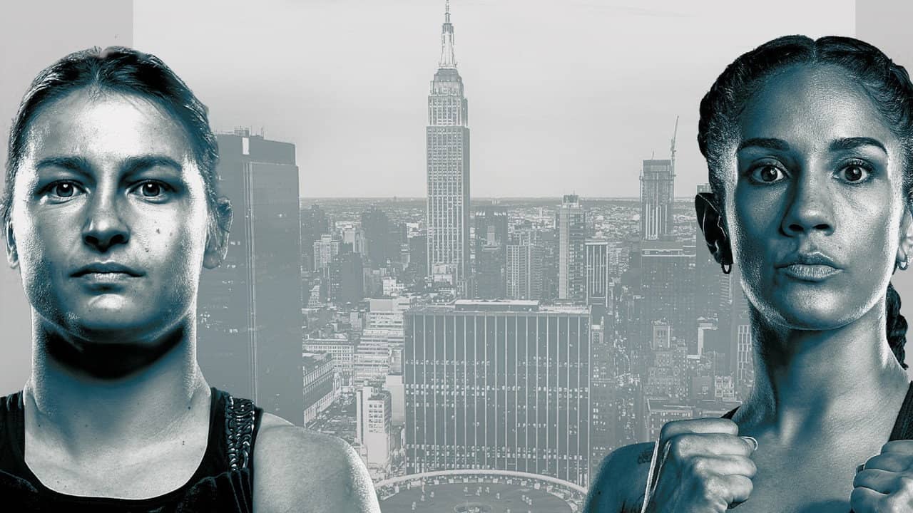Katie Taylor vs. Amanda Serrano backdrop