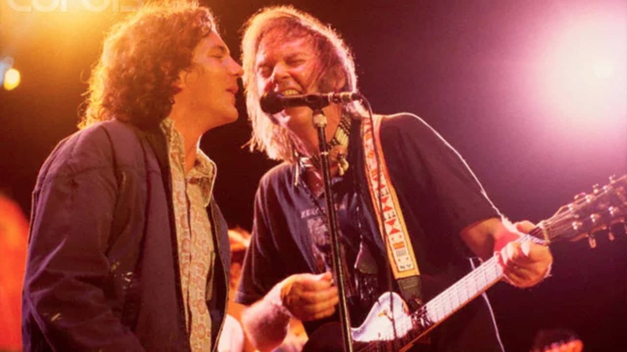 Neil Young with Pearl Jam - Live at Hasselt Belgium backdrop