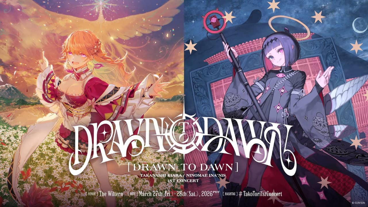 Takanashi Kiara / Ninomae Ina’nis 1st Concert “Drawn to Dawn” Day 1 backdrop