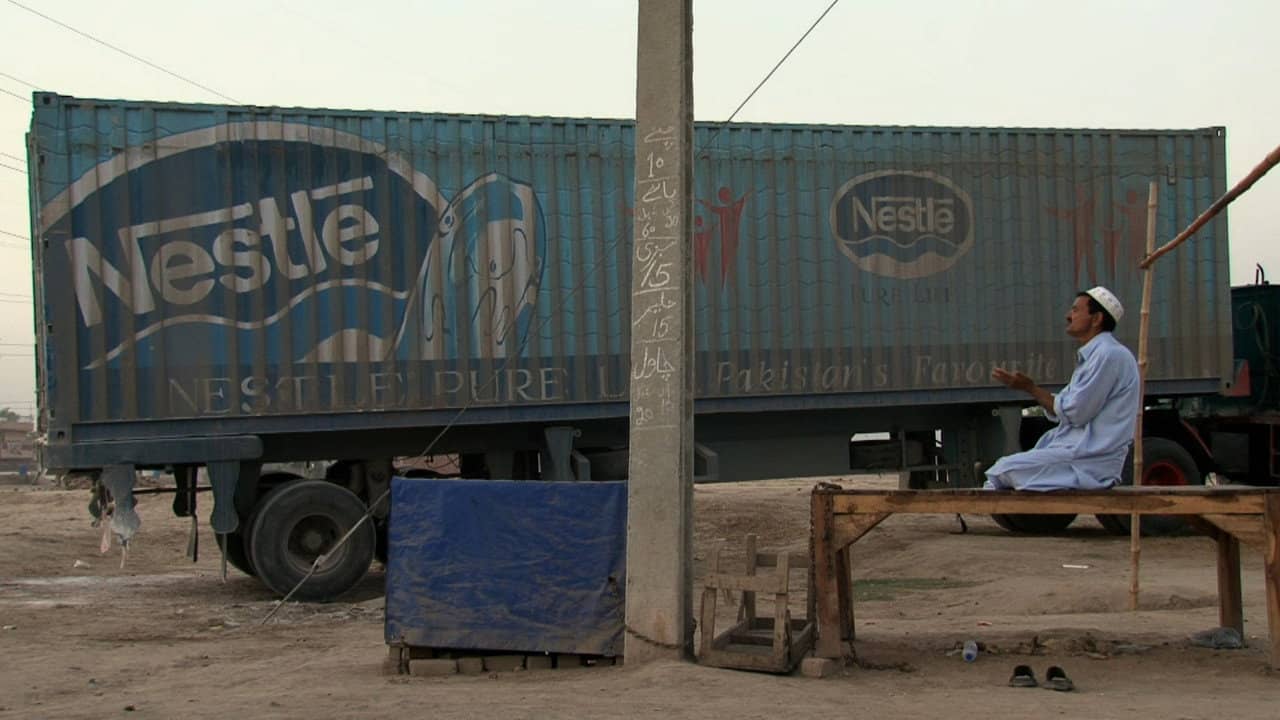 Bottled Life: Nestle's Business with Water backdrop