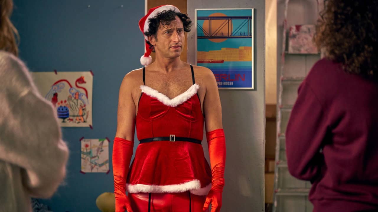 Zwei Weihnachtsmänner sind einer zu viel backdrop
