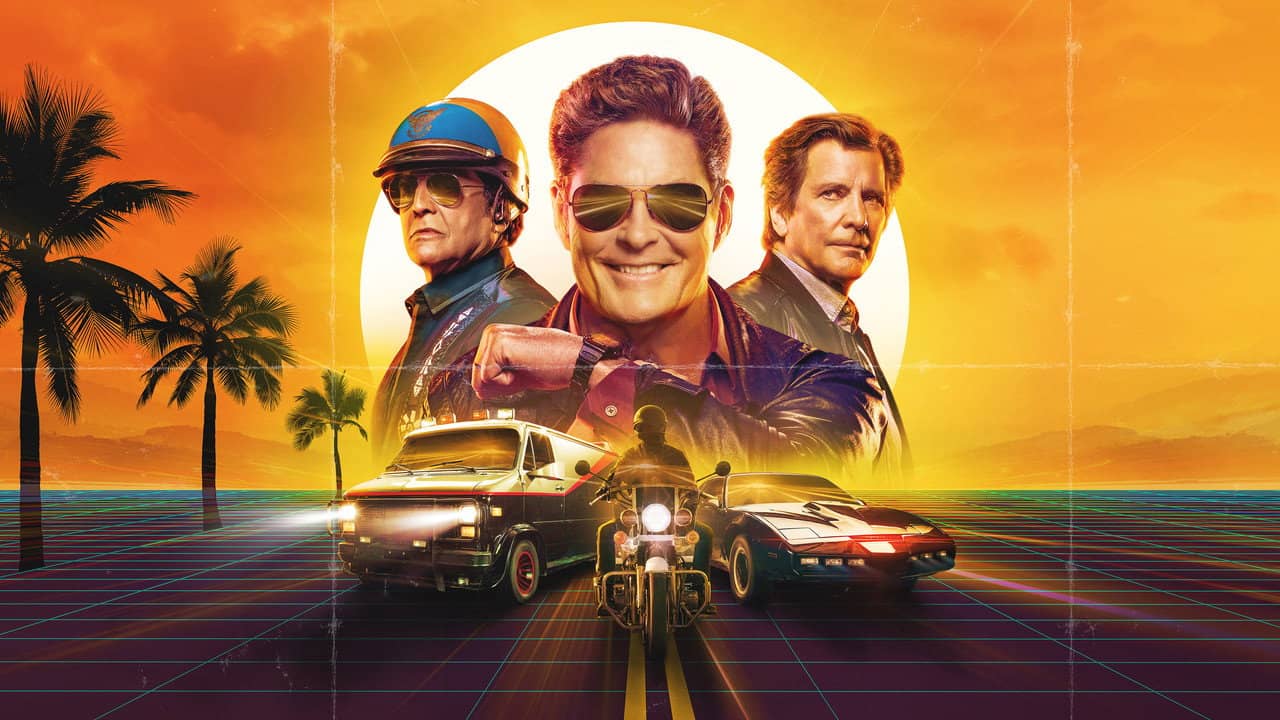 Battle of the 80s Supercars with David Hasselhoff backdrop