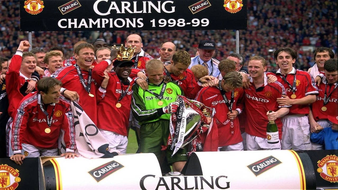 Manchester United Season Review 1998-99 The Treble backdrop