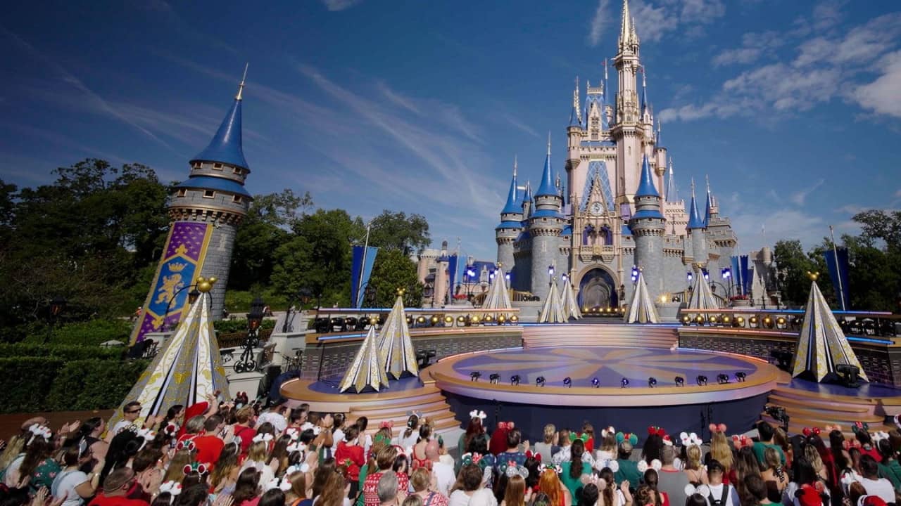 Disney Parks Magical Christmas Day Parade backdrop