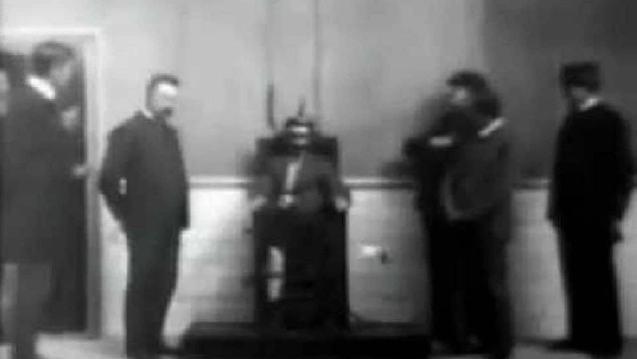 Execution of Czolgosz with Panorama of Auburn Prison backdrop