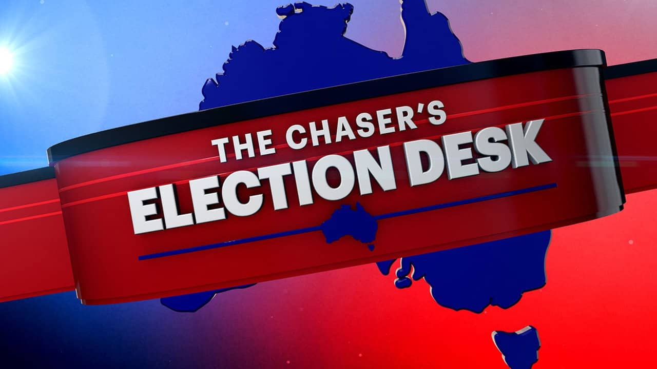 The Chaser's Election Desk backdrop