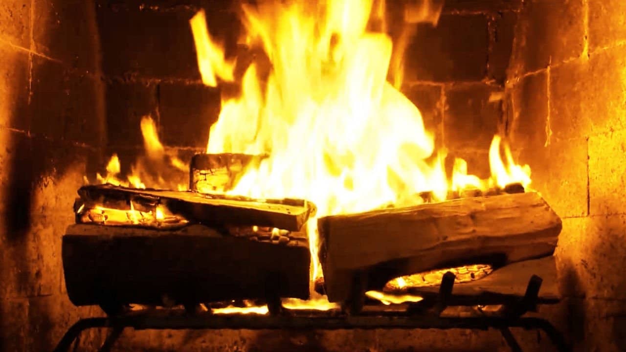 Fireplace for Your Home Crackling Birchwood backdrop