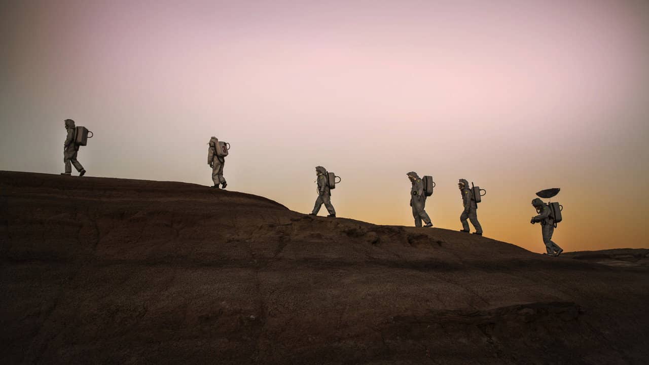 Trash on Mars backdrop